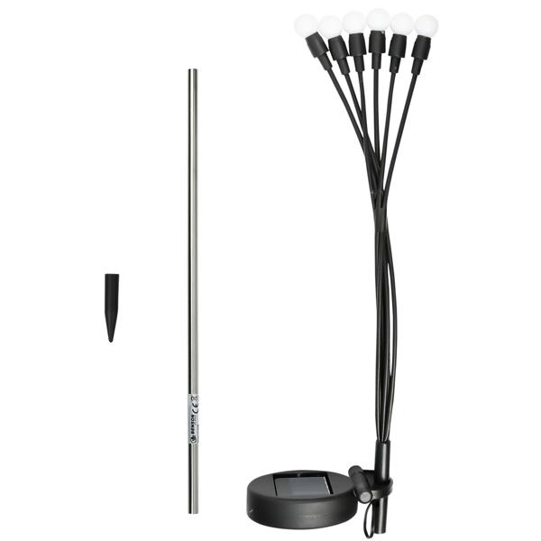 4er-Set 2er-Set LED Solar-Gartenlampe Glühwürmchen mit 6 Armen, bewegliche LEDs, rostfreier Stahl, IP44, Erdspiess, schwarz, für zauberhafte Lichteffekte