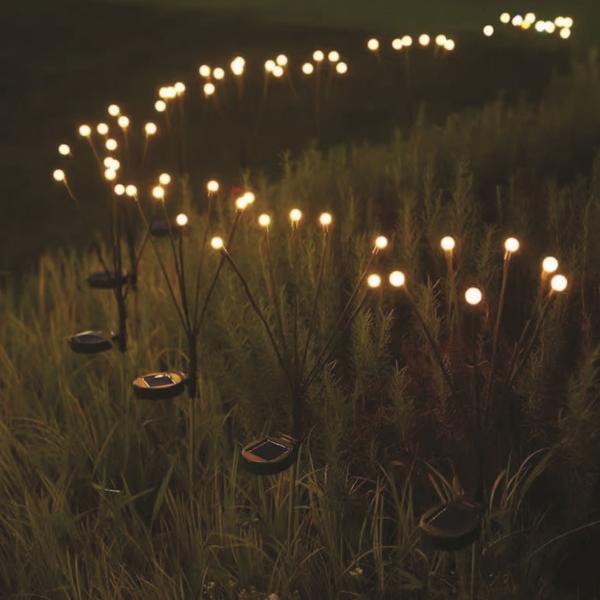 4er-Set 2er-Set LED Solar-Gartenlampe Glühwürmchen mit 6 Armen, bewegliche LEDs, rostfreier Stahl, IP44, Erdspiess, schwarz, für zauberhafte Lichteffekte