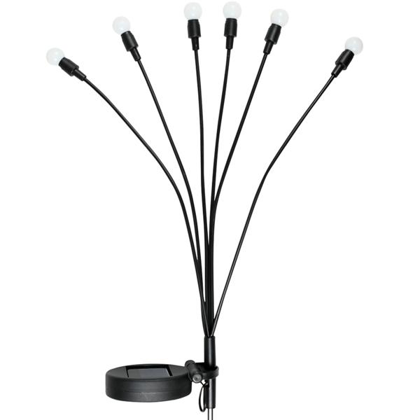 4er-Set 2er-Set LED Solar-Gartenlampe Glühwürmchen mit 6 Armen, bewegliche LEDs, rostfreier Stahl, IP44, Erdspiess, schwarz, für zauberhafte Lichteffekte