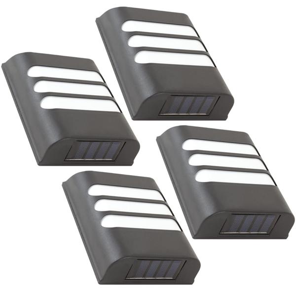 4er-Set Solar Wandlampe - Effektive Abschreckung & verbesserte Sicht im Aussenbereich - 8h Leuchtdauer, IP44, warmweisses Licht