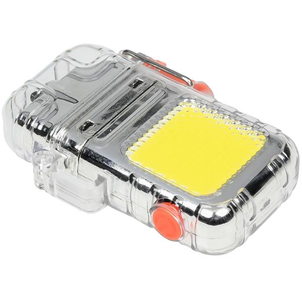 Elektrisches Feuerzeug mit integrierter COB-LED-Taschenlampe - USB-C wiederaufladbar, transparentes Design - 300 mAh Akku, sicher & umweltfreundlich