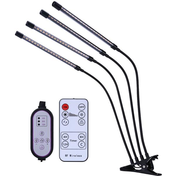 Vollspektrum LED-Pflanzenlampe mit 4 Schwanenhälsen, Pflanzenwachstumslampe mit 9 dimmbaren Stufen & Timerfunktion, 80 Vollspektrum-LEDs