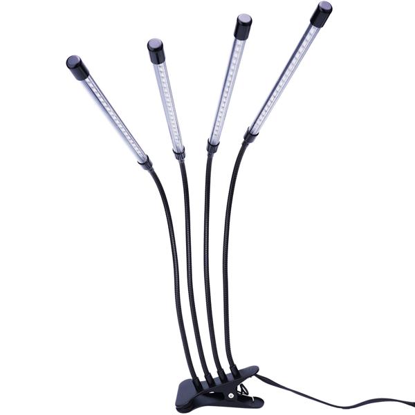 Wachstumsoptimierte LED Pflanzenlampe: 4-Armig, 360° Schwanenhälse, Vollspektrumlampe, 3 Modi, Dimmer & Timer – Für alle Pflanzen