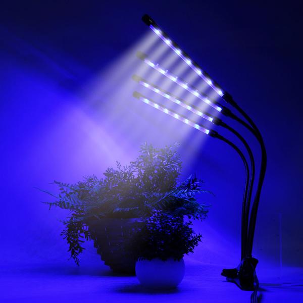 Wachstumsoptimierte LED Pflanzenlampe: 4-Armig, 360° Schwanenhälse, Vollspektrumlampe, 3 Modi, Dimmer & Timer – Für alle Pflanzen