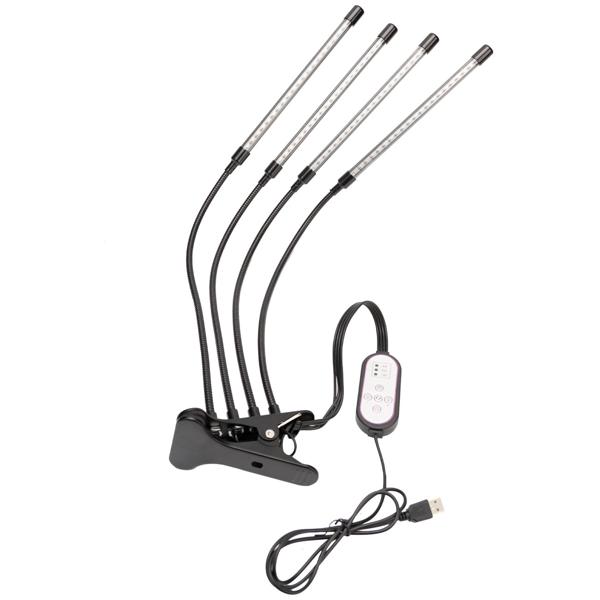 Wachstumsoptimierte LED Pflanzenlampe: 4-Armig, 360° Schwanenhälse, Vollspektrumlampe, 3 Modi, Dimmer & Timer – Für alle Pflanzen