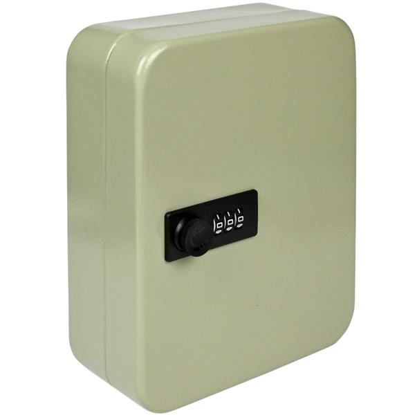 Schlüsselkasten mit Zahlenschloss - Sicherer Schlüsselsafe aus Stahl für 20 Schlüssel - Dreistelliger Code - 16x7.5x20cm - Inkl. Schrauben & Dübel