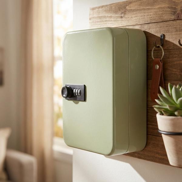 Schlüsselkasten mit Zahlenschloss - Sicherer Schlüsselsafe aus Stahl für 20 Schlüssel - Dreistelliger Code - 16x7.5x20cm - Inkl. Schrauben & Dübel