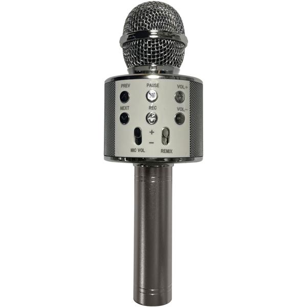 Kabelloses Karaoke-Mikrofon mit Lautsprecher - Singen, Aufnehmen, Party - Bluetooth, 4h Akku, Stimm-Effekte, Echo, Android/iOS, Spotify/YouTube, 3W, 600mAh, Silber
