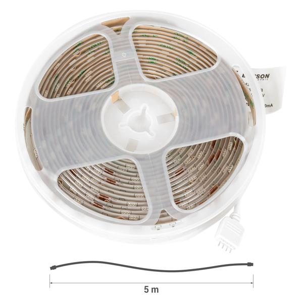 LED Streifen RGB - 5 m dimmbar - IP65 für drinnen & draussen - 150 SMD5050 LEDs, 4 Lichteffekte, Fernbedienung, 12W - Stimmungsvolle Hintergrundbeleuchtung