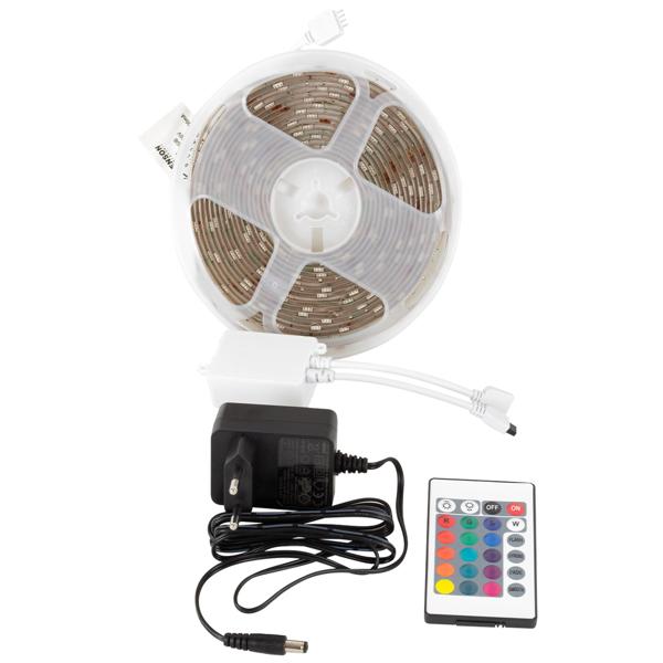 LED Streifen RGB - 5 m dimmbar - IP65 für drinnen & draussen - 150 SMD5050 LEDs, 4 Lichteffekte, Fernbedienung, 12W - Stimmungsvolle Hintergrundbeleuchtung