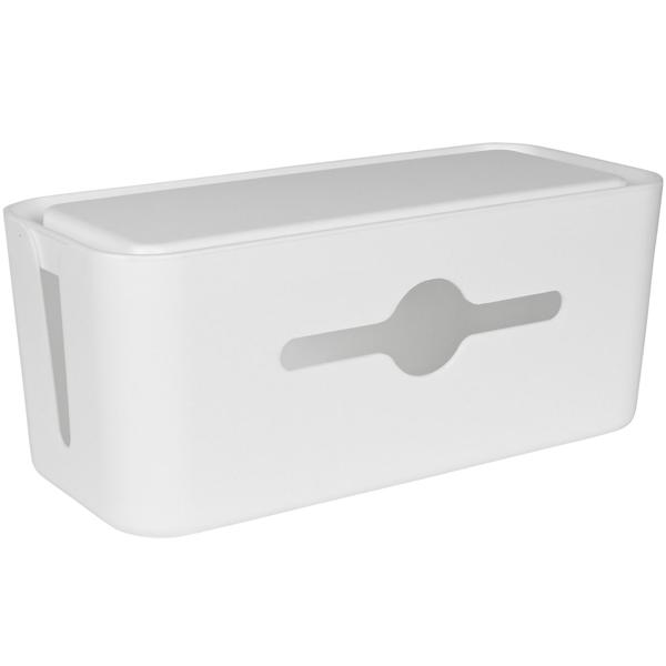2er-Set Kabelbox mit Deckel - Ordnung für Schreibtisch & Wohnzimmer - Tablet- & Handyhalterung - 31x13,5x13cm, Weiss, PP - Sicher für Kinder