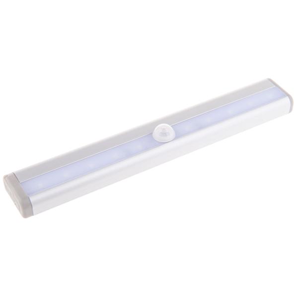 2er-Set LED Lichtleiste - Bewegungssensor - Automatische Beleuchtung Schränke, Treppen, Flure - Kabellos, batteriebetrieben AAA - 19x3cm, Weiss/Grau