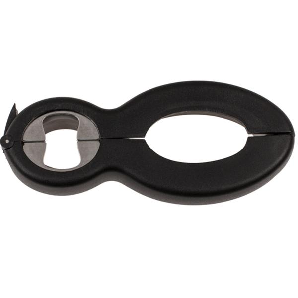 6in1 Universal-Öffner - Bierflaschen, Chipstüten, Konserven, Schraubverschlüsse - Ergonomisch, rutschfest, Edelstahl, Kunststoff - Grau/Schwarz