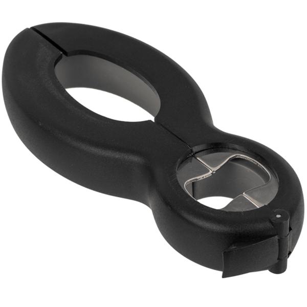 6in1 Universal-Öffner - Bierflaschen, Chipstüten, Konserven, Schraubverschlüsse - Ergonomisch, rutschfest, Edelstahl, Kunststoff - Grau/Schwarz