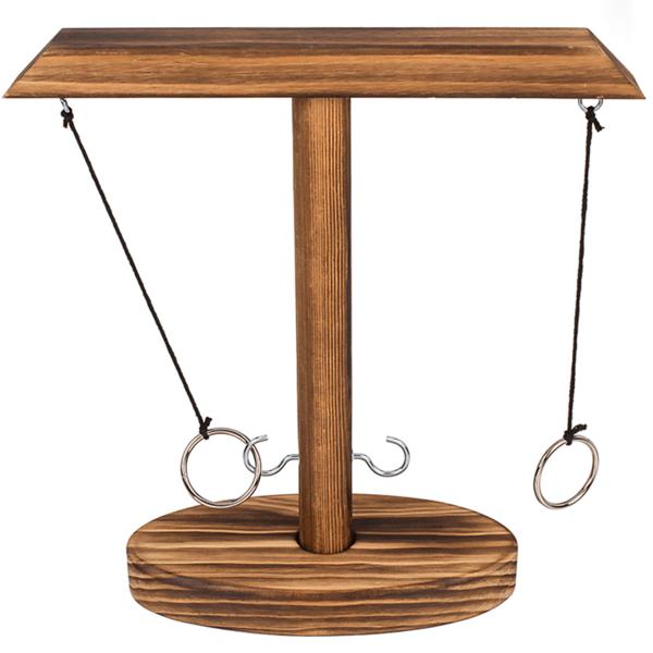 Ringwurf-Trinkspiel aus Echtholz, mit 2 Shotgläsern – Hochwertiges Hakenspiel für gesellige Abende, stilvolles Design, Ring Toss Hook Battle Game