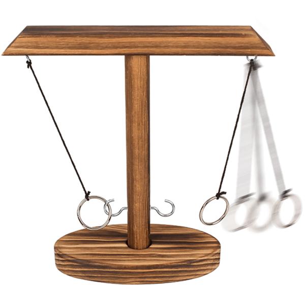Ringwurf-Trinkspiel aus Echtholz, mit 2 Shotgläsern – Hochwertiges Hakenspiel für gesellige Abende, stilvolles Design, Ring Toss Hook Battle Game
