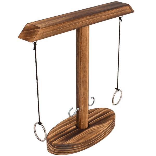 Ringwurf-Trinkspiel aus Echtholz, mit 2 Shotgläsern – Hochwertiges Hakenspiel für gesellige Abende, stilvolles Design, Ring Toss Hook Battle Game