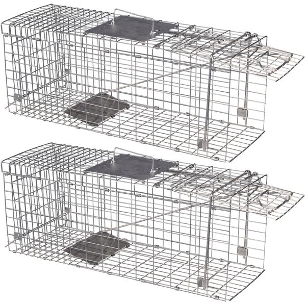 2er-Set Robuste Marder Lebendfalle (66x26x23cm) aus Metall – Mit Tragegriff & Beissschutz – Sicherer Fang ohne Verletzungen für Mensch und Tier