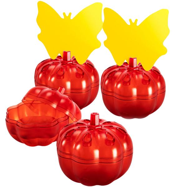 Effektive Obstfliegenfalle, 4 Stück, Apfeldesign, Rot – Stilvolle Fruchtfliegenfalle zur Bekämpfung von Frucht- & Obstfliegen