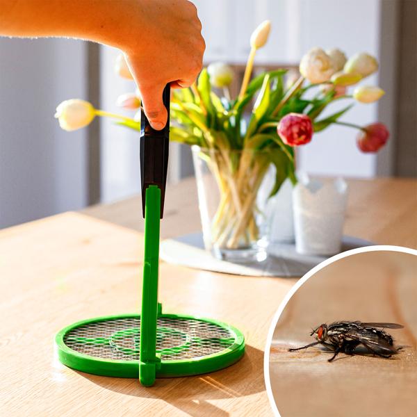 Elektrische Fliegenklatsche - 90° schwenkbar für Decken & Wände, fleckenlose Beseitigung von Mücken/Fluginsekten - Sicher für Kinder