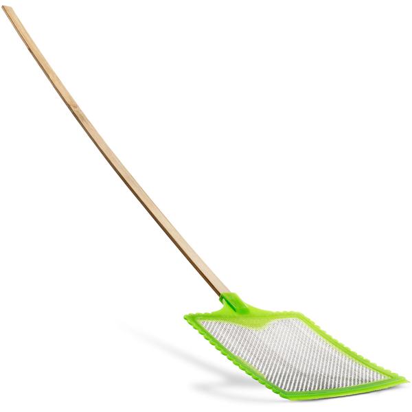 2er-Set XL Fliegenklatsche mit Bambus-Stab – 75 cm extra lang für mühelose Insektenbekämpfung von Mücken & Motten – hygienisch & robust
