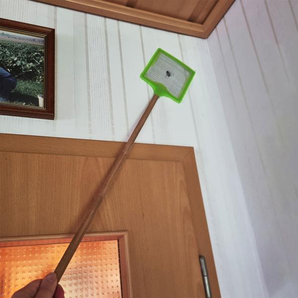 2er-Set XL Fliegenklatsche mit Bambus-Stab – 75 cm extra lang für mühelose Insektenbekämpfung von Mücken & Motten – hygienisch & robust