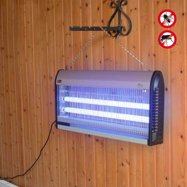 Profi UV-Insektenvernichter, 45W, 2 UV-Röhren: Bis 150m², chemiefrei, Stellen/Hängen, für insektenfreie Bereiche, leistungsstark und sicher