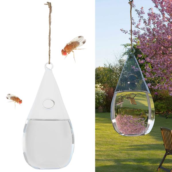 Insektenabwehr Glas in Tropfenform - Humaner Schutz vor Fliegen & Wespen ohne Gifte/Strom - Dekorativ, für Fenster & Türen, 10x20cm