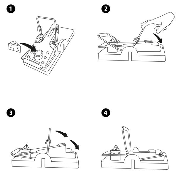 4er-Set Mausefallen aus robustem Kunststoff - Effektive Schlagfalle für Innen- & Aussenbereich - Wiederverwendbar, hygienisch & leicht zu reinigen