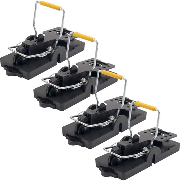 4er-Set Mausefallen aus robustem Kunststoff - Effektive Schlagfalle für Innen- & Aussenbereich - Wiederverwendbar, hygienisch & leicht zu reinigen