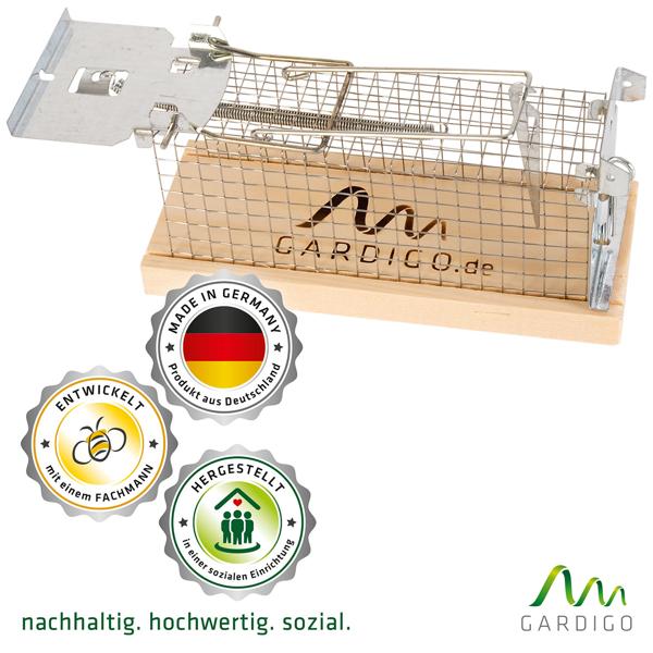 4er-Set Effektive Maus-Käfigfalle, Lebendfalle, aus Holz & Metall – wiederverwendbar, 15 x 5,5 x 7,3 cm, sicheres Fangen von Mäusen