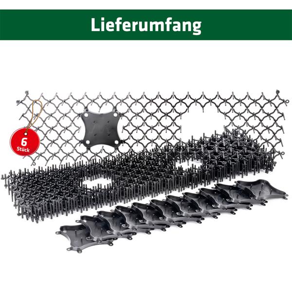 Dornengitter mit Duftschalen 6er Set - effektiver Schutz für Beete, Garten & Motorraum vor Katzen, Hunden, Mardern, Schnecken - 50x15x3 cm Bodengitter