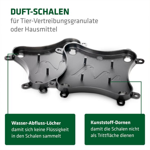 Dornengitter mit Duftschalen 6er Set - effektiver Schutz für Beete, Garten & Motorraum vor Katzen, Hunden, Mardern, Schnecken - 50x15x3 cm Bodengitter