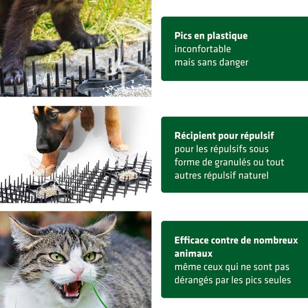 Dornengitter mit Duftschalen 6er Set - effektiver Schutz für Beete, Garten & Motorraum vor Katzen, Hunden, Mardern, Schnecken - 50x15x3 cm Bodengitter