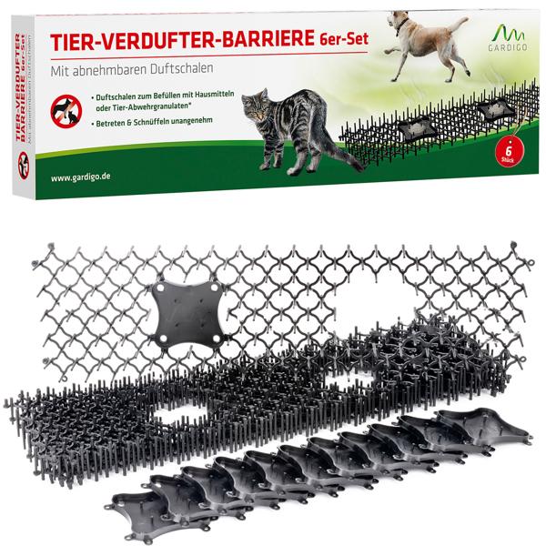 Dornengitter mit Duftschalen 6er Set - effektiver Schutz für Beete, Garten & Motorraum vor Katzen, Hunden, Mardern, Schnecken - 50x15x3 cm Bodengitter