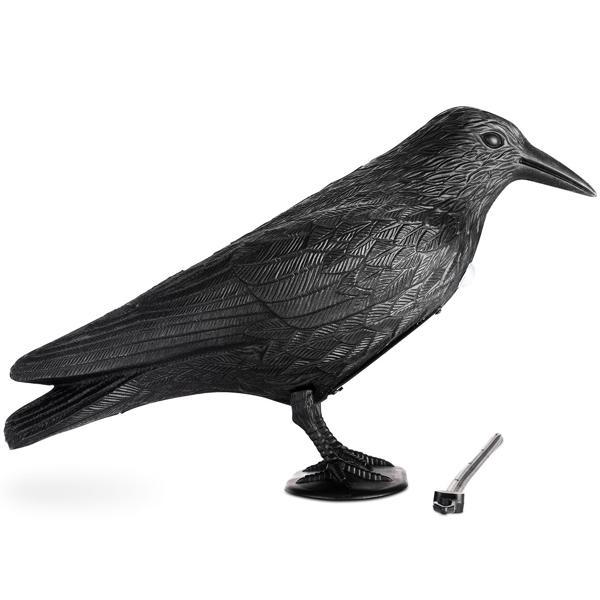 Realistische Vogelabwehr Krähe mit Sound: Batteriebetriebener Raben Vogelschreck für effektive Vogelabwehr. Natürliche Krähengeräusche zur Abschreckung