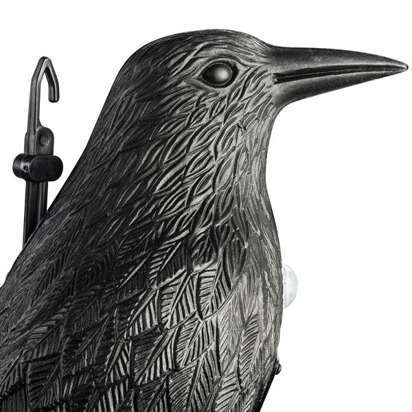Realistische Vogelabwehr Krähe mit Sound: Batteriebetriebener Raben Vogelschreck für effektive Vogelabwehr. Natürliche Krähengeräusche zur Abschreckung