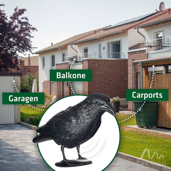 Effiziente Vogelabwehr Krähe mit Sound: Solarbetriebener Raben Vogelschreck für effektive Vogelabwehr. Natürliche Krähengeräusche zur Abschreckung