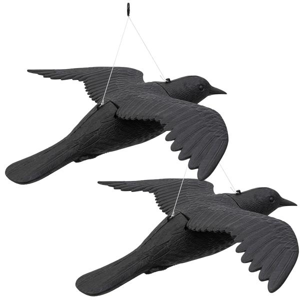 2er-Set Vogelabwehr Falke - Realistische Vogelscheuche mit 59 cm Flügelspannweite - Schützt Beete, Balkone & Ernte - Wetterfester Kunststoff