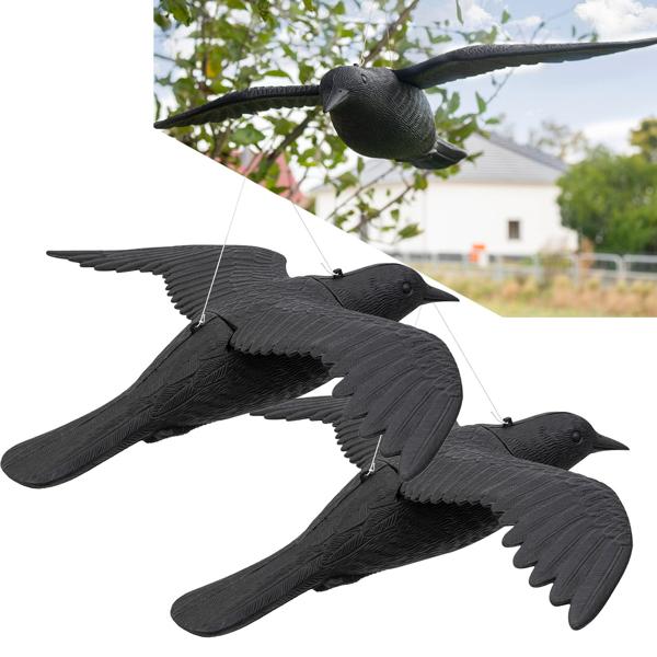 2er-Set Vogelabwehr Falke - Realistische Vogelscheuche mit 59 cm Flügelspannweite - Schützt Beete, Balkone & Ernte - Wetterfester Kunststoff