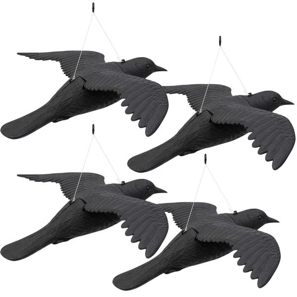4er-Set Vogelabwehr Falke - Realistische Vogelscheuche mit 59 cm Flügelspannweite - Schützt Beete, Balkone & Ernte vor Tauben, Spatzen, Möwen