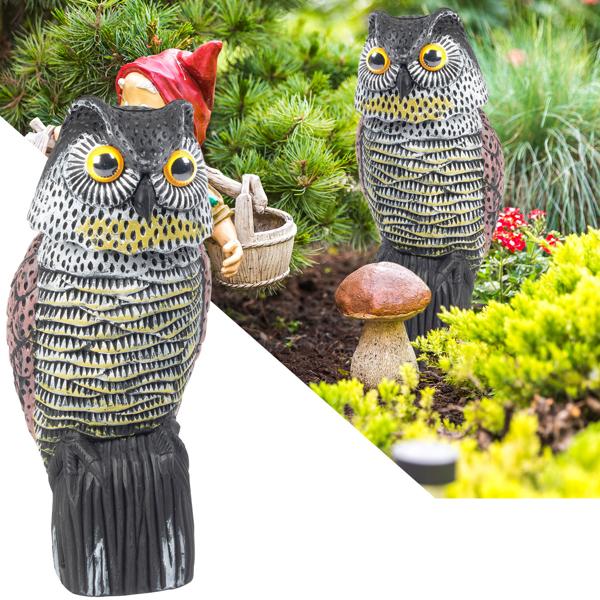 Vogelabwehr Eule 20x16x38cm - Effektiver Vogelschreck für Garten & Beete - Lebensechtes Design mit beweglichem Kopf - Robust & wetterfest - Ohne Gift