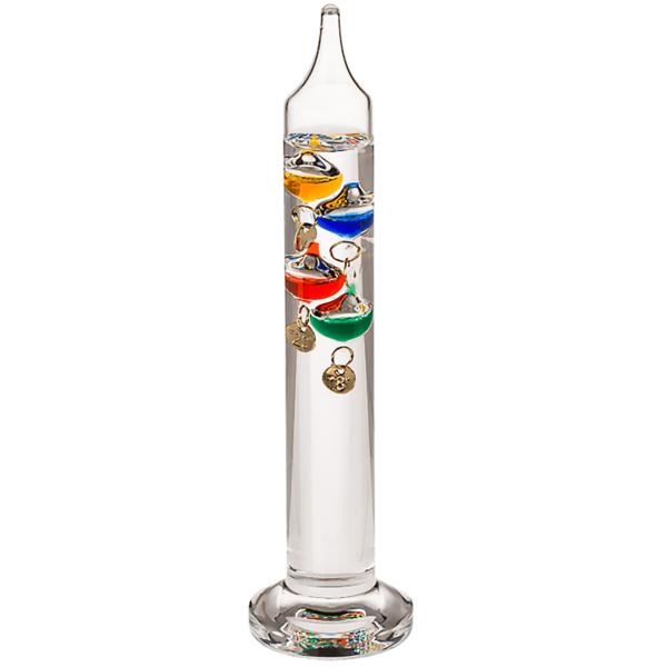 Galileo Glas-Thermometer 18cm - Dekoratives Standthermometer für Temperaturanzeige - Hochwertiges Design aus Glas & Metall
