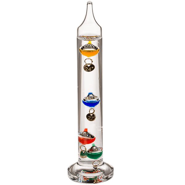 Galileo Glas-Thermometer 18cm - Dekoratives Standthermometer für Temperaturanzeige - Hochwertiges Design aus Glas & Metall