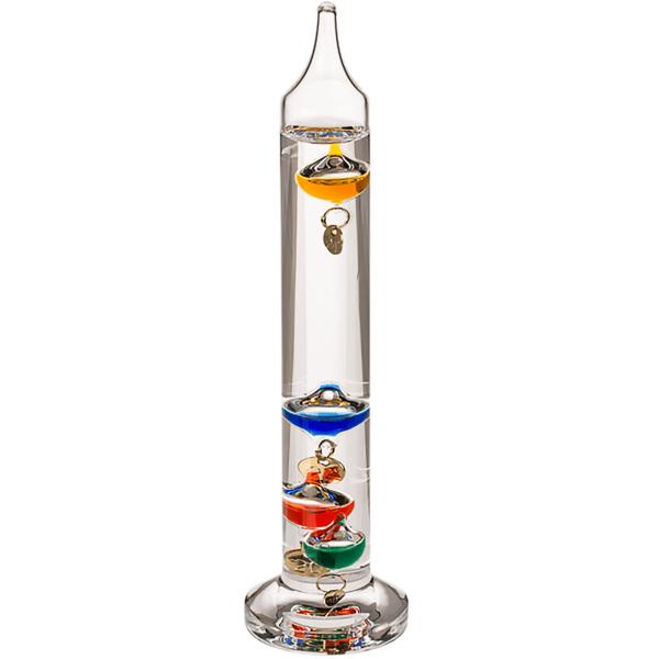 Galileo Glas-Thermometer 18cm - Dekoratives Standthermometer für Temperaturanzeige - Hochwertiges Design aus Glas & Metall