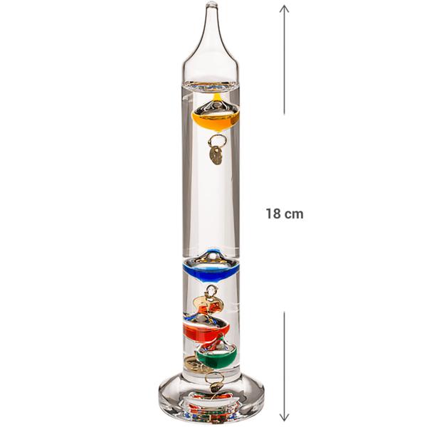 Galileo Glas-Thermometer 18cm - Dekoratives Standthermometer für Temperaturanzeige - Hochwertiges Design aus Glas & Metall