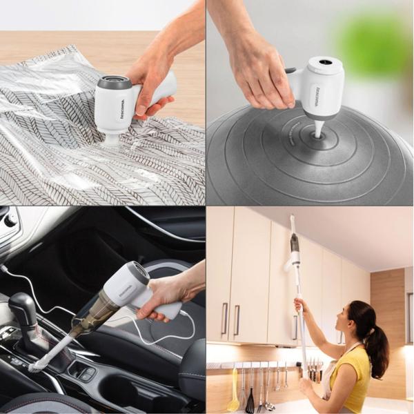 Kabelloser Akku-Handstaubsauger (weiss): kompakt 21 x 15,5 cm, inkl. Düsenaufsätze - flexibel für Auto, Haushalt & mehr