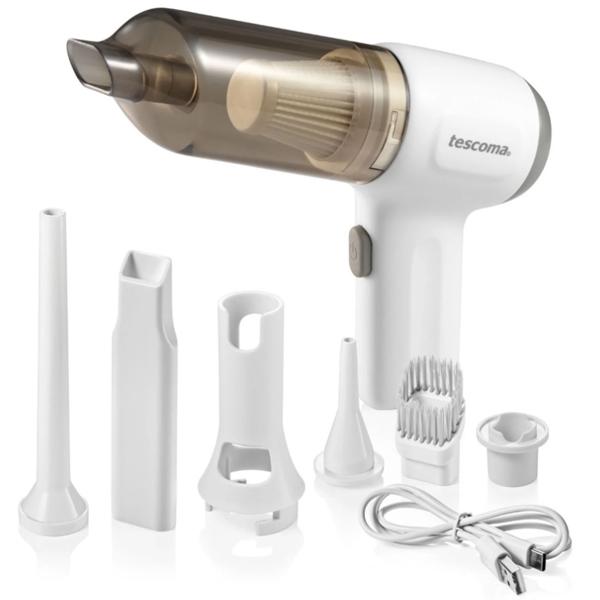 Kabelloser Akku-Handstaubsauger (weiss): kompakt 21 x 15,5 cm, inkl. Düsenaufsätze - flexibel für Auto, Haushalt & mehr