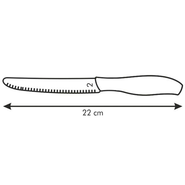 6er-Set Frühstücksmesser - Wellenschliff für Brötchen, Butter, Tomaten - 12 cm Klingenlänge - Rostfreier Edelstahl, spülmaschinenfest, ergonomisch, schwarz