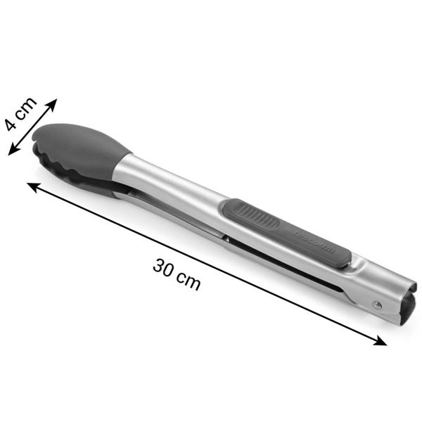 Edelstahl Grill- und Servierzange 34cm: Silikon-Greifer, Verriegelung & Flaschenöffner -Hochwertige Grillzange mit Komfortgriffen. Präzise und sichere Grillarbeit